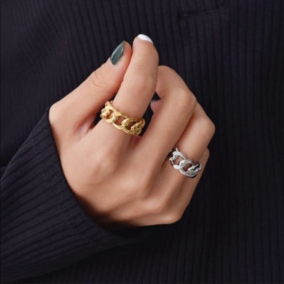 💎new 925 Sterling Chunky Chain Ring Resizable - Picture 9 of 11